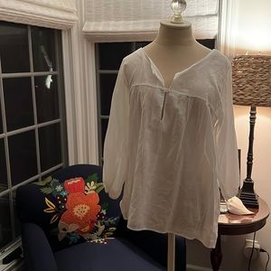 White 100%Cotton Peasant shirt